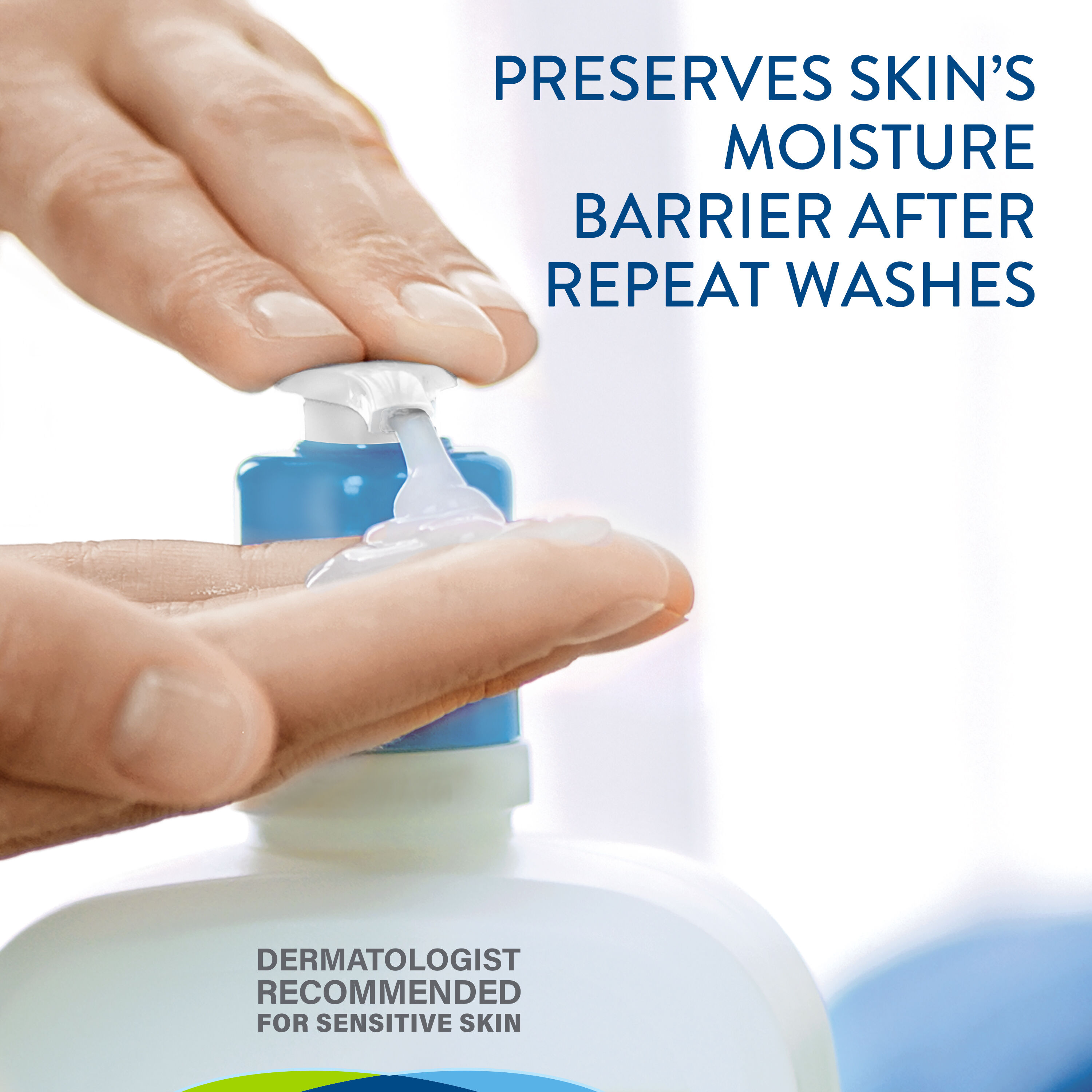 Applying Cetaphil gentle skin cleanser